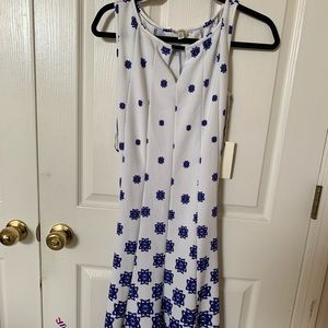 Haani Dresses - White dress with royal blue designs Haani Dresses - White dress with royal blue designs